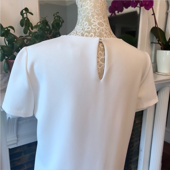 DIANE VON FURSTENBERG White Cecilia Ladder Stitch Short Sleeve Shift Dress Sz 4 - Picture 13 of 16